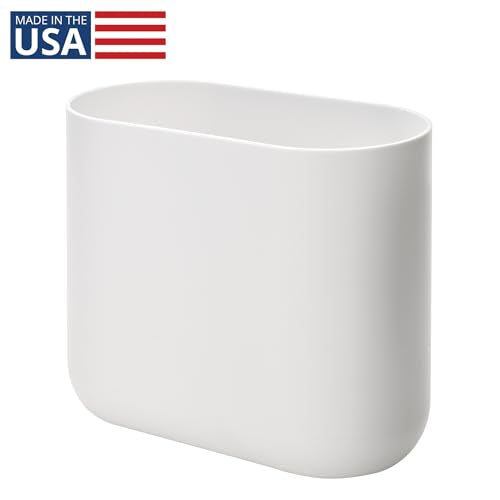 Modern iDesign Small Slim Plastic Bathroom Trash Can, Garbage Can for Set
