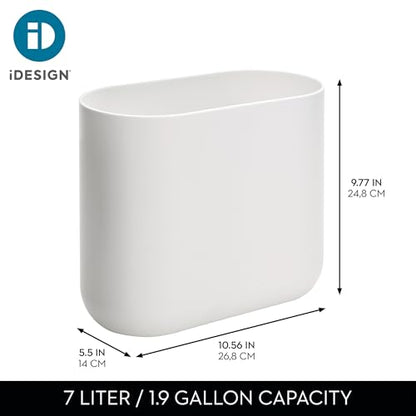 Modern iDesign Small Slim Plastic Bathroom Trash Can, Garbage Can for Set