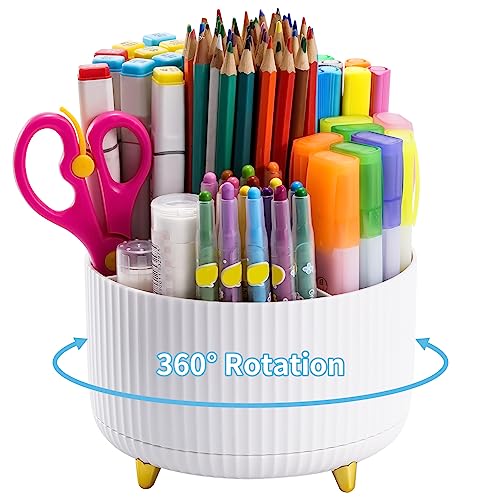 Classic Marbrasse Desk Organizer, 360-Degree Rotating Pen Holder, Desk Organizers for Daily Use