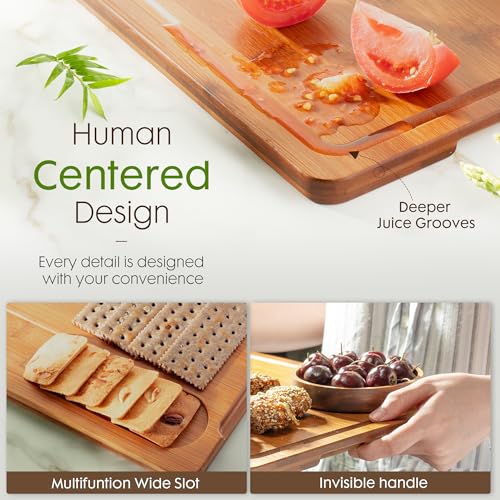Classic Astercook Deep-Carbonized Bamboo Cutting Boards for Kitchen with