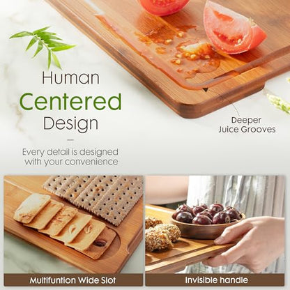Classic Astercook Deep-Carbonized Bamboo Cutting Boards for Kitchen with
