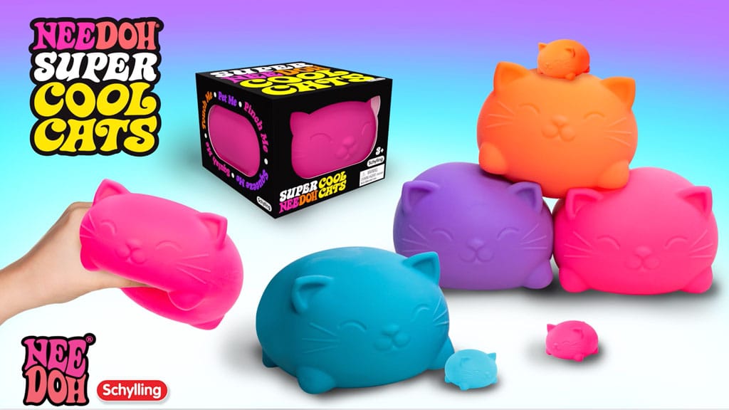 Animal-Shaped Super NeeDoh Cool Cats | Select Opal Prairie - Collectible Shaggy Monster Squishable Toy Detail