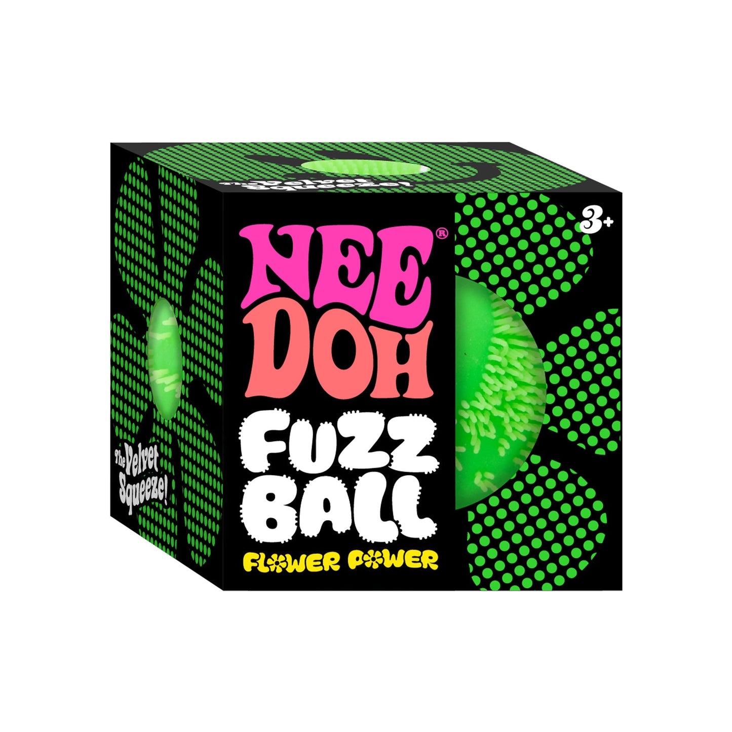 Ultra-Soothing Touch NeeDoh Fuzz Ball Flower Power | Signature Elm Point - Furry Coated Soft Touch Squishable Ball Detail