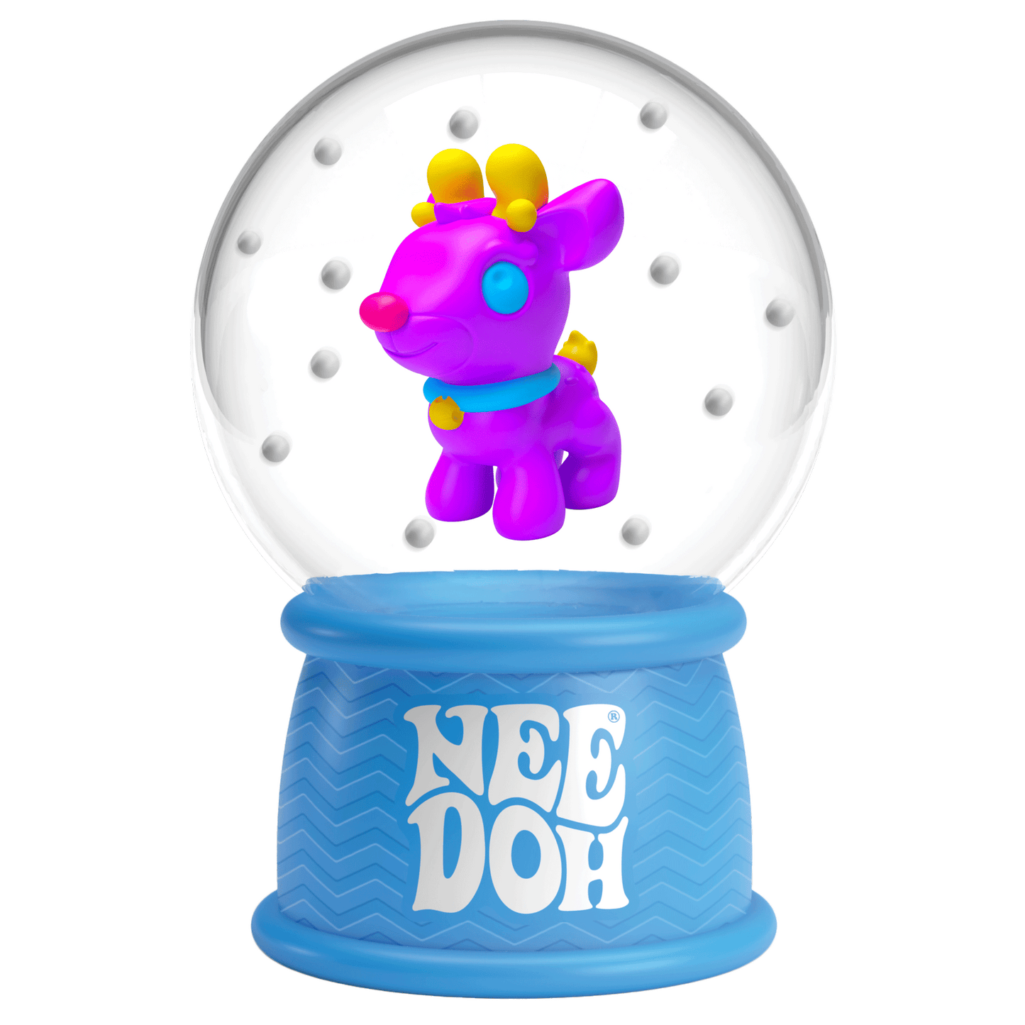 Crystal Clear NeeDoh Squish N Flow Snow Globe | Signature Moonlit Lane - 3-Piece Assorted Nice Cubes Pack for Fidgeting Detail