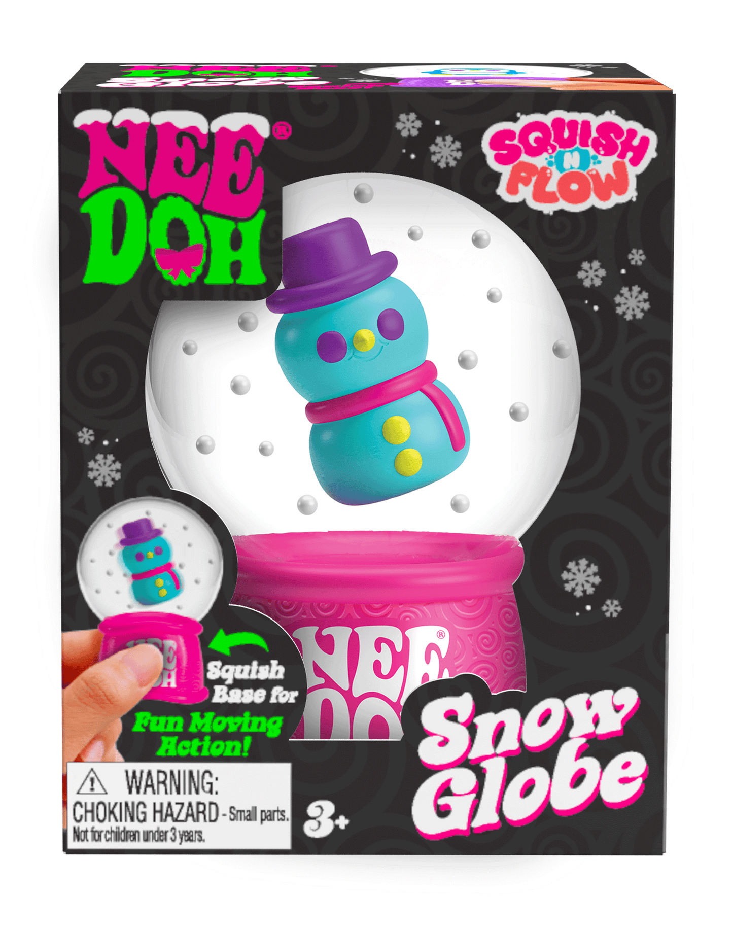 Crystal Clear NeeDoh Squish N Flow Snow Globe | Signature Moonlit Lane - 3-Piece Assorted Nice Cubes Pack for Fidgeting Detail