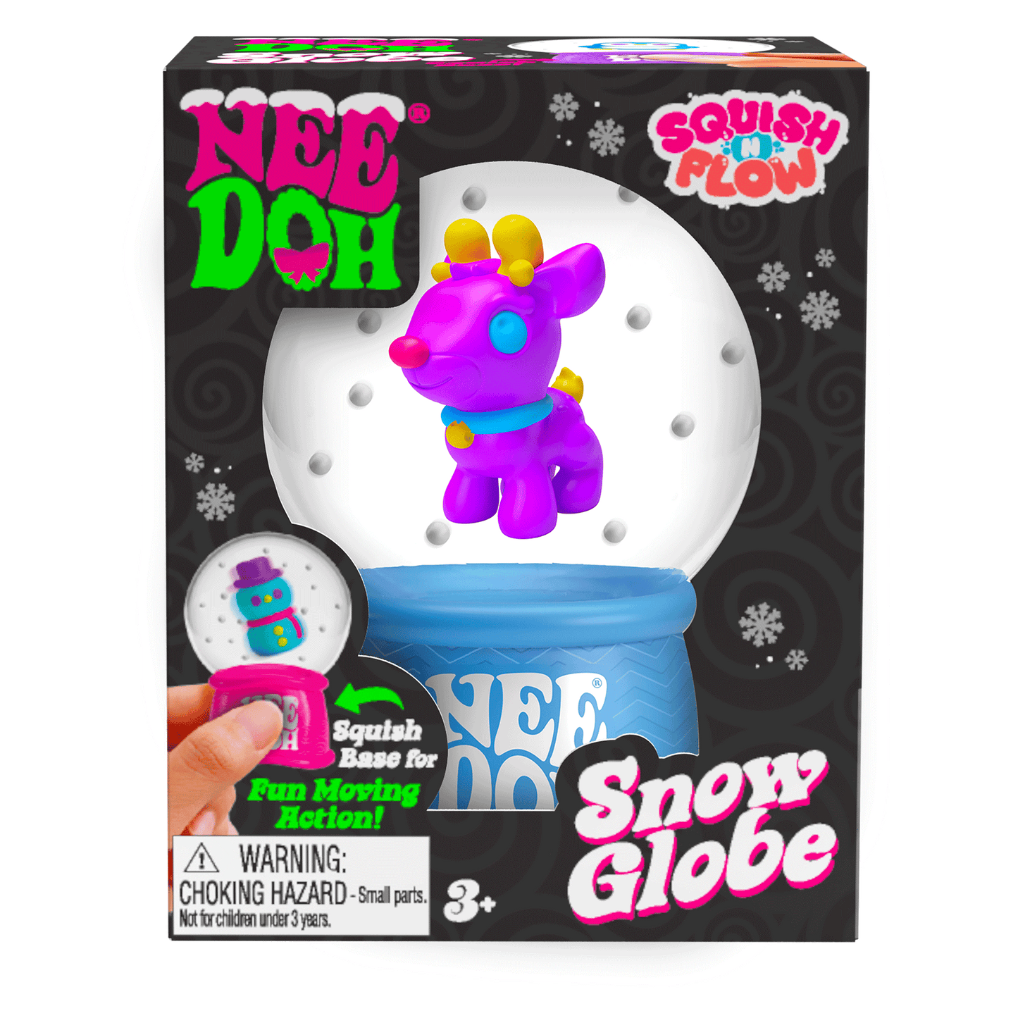 Crystal Clear NeeDoh Squish N Flow Snow Globe | Signature Moonlit Lane - 3-Piece Assorted Nice Cubes Pack for Fidgeting Detail