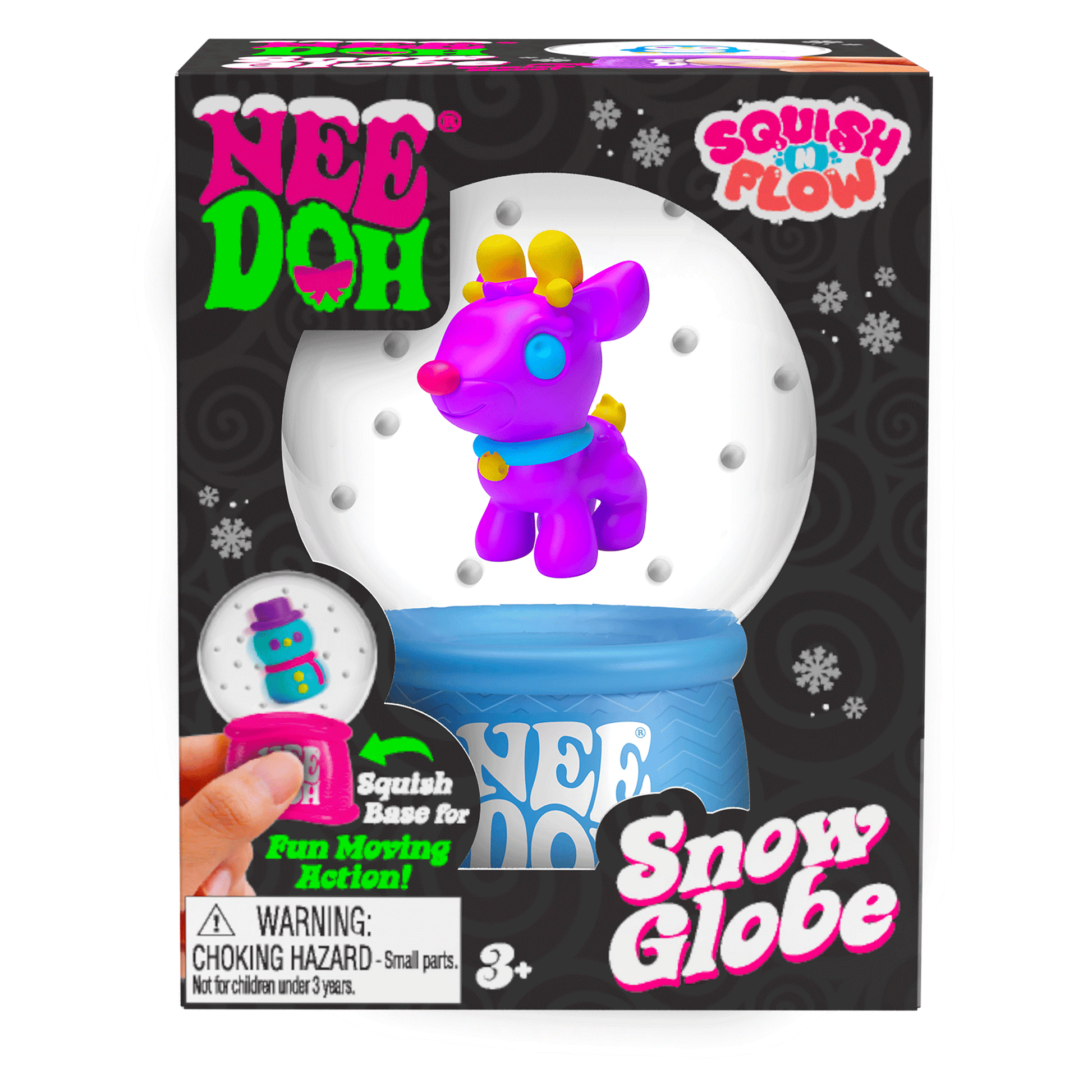 Crystal Clear NeeDoh Squish N Flow Snow Globe | Signature Moonlit Lane - 3-Piece Assorted Nice Cubes Pack for Fidgeting Detail